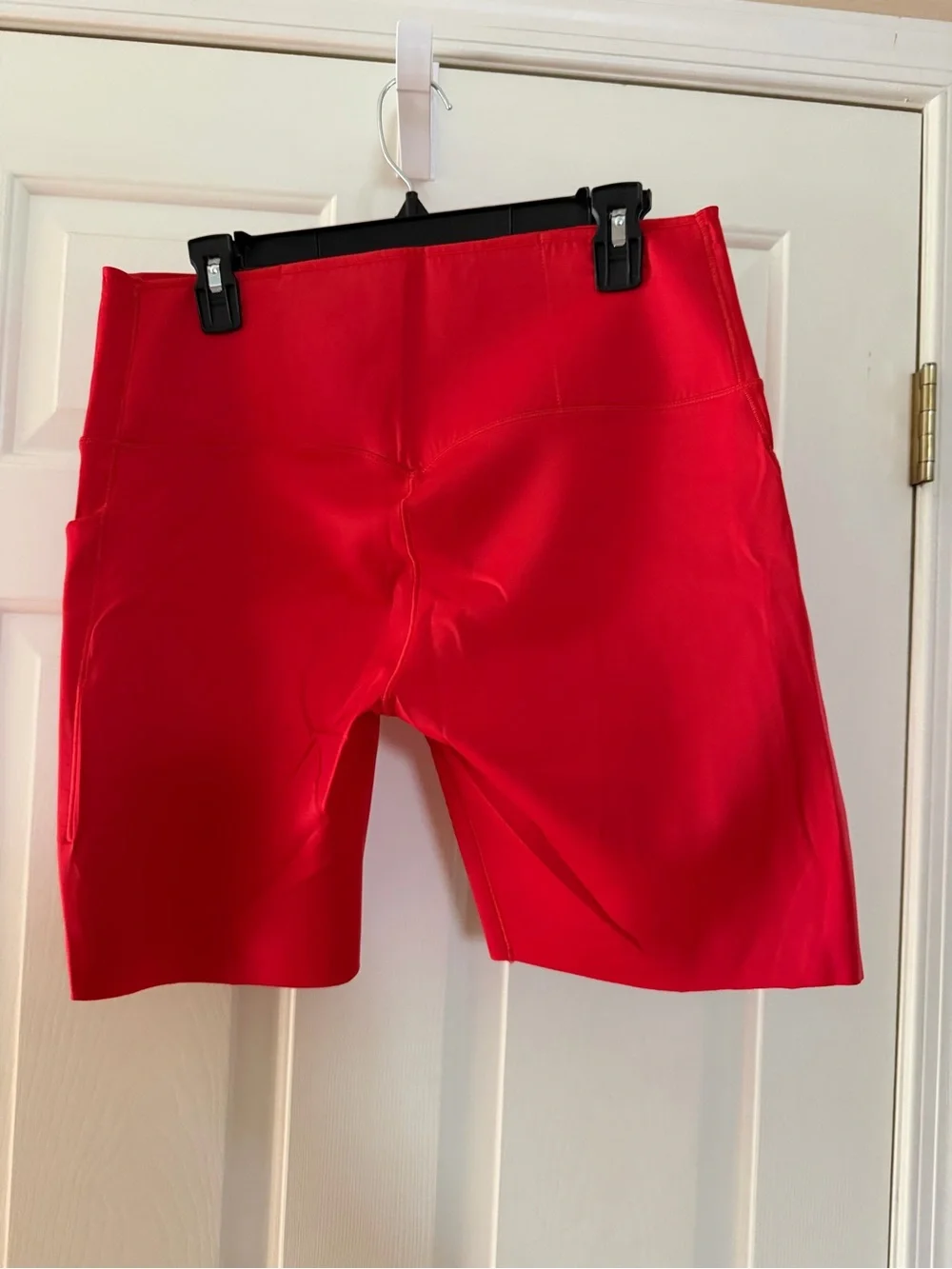 Nike Women's Bright Red High-Waist Athletic Shorts with Side Pockets